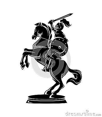 Black Knight horse icon Illustration Vector Illustration