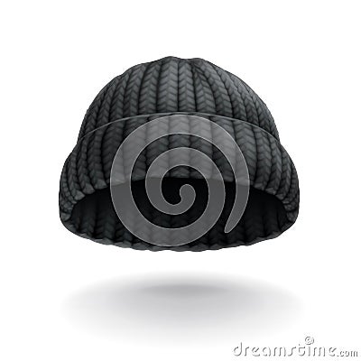 Black knitted cap Vector Illustration