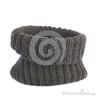 Black knitted head cap isolated Stock Photo