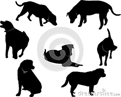 Black Labrador silhouettes.. Vector Illustration