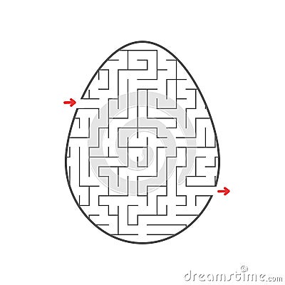 Black labyrinth egg. Kids worksheets. Activity page. Game puzzle for children. Easter holiday. Maze conundrum. Vector illustration Vector Illustration