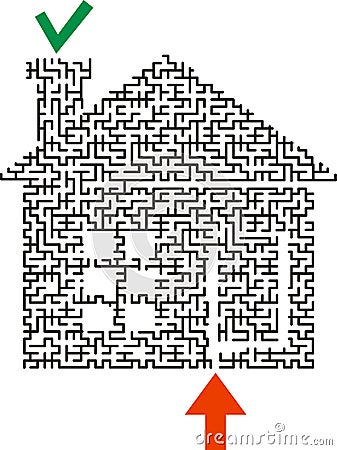 Black labyrinth house Vector Illustration