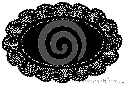 Black Lace Doily Place Mat, Leaf Edge Vector Illustration