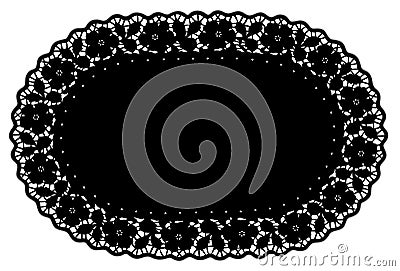 Black Lace Doily Place Mat, Rose Pattern Vector Illustration
