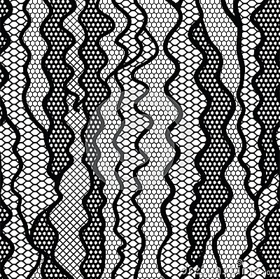 Black lace vector fabric seamless pattern Vector Illustration