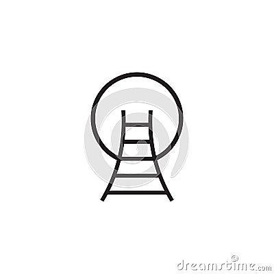 Black ladder outline go to moon logo design Vector Illustration
