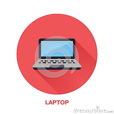 Black laptop notebook with blank screen flat style icon. Wireless technology, portable computer sign. Vector Vector Illustration