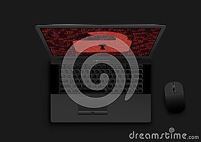 Black laptop open lock on screen Vector Illustration