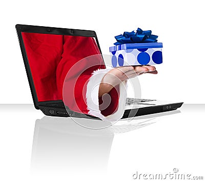 Black laptop Xmas Stock Photo