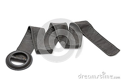 Black leather belt Stock Photo