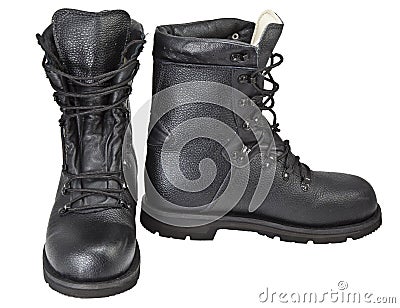 Black leather boots Stock Photo