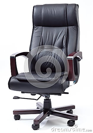 Black Leather Boss Chair Stock Photo