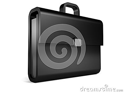 Black leather business briefcase on white Stock Photo