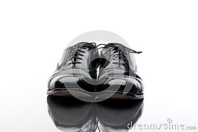 Black leather business shoes Stock Photo