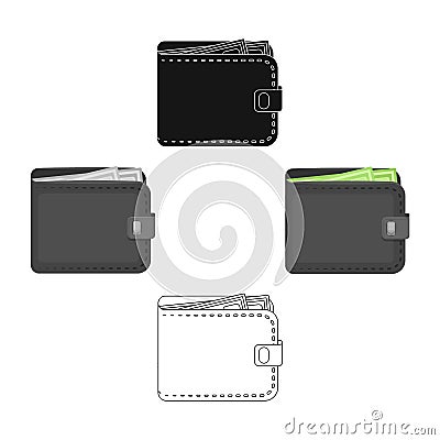 Black leather purse with money dollar. Taxi payment means. Taxi station single icon in cartoon style vector symbol stock Vector Illustration