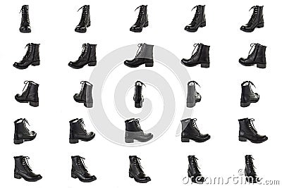 Black leather shoes from different angle Stock Photo
