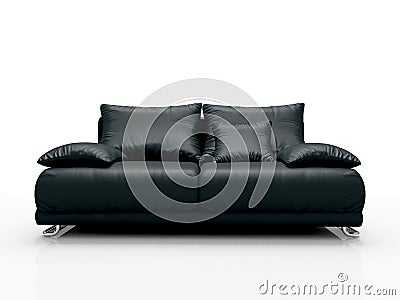 Black leather sofa Stock Photo