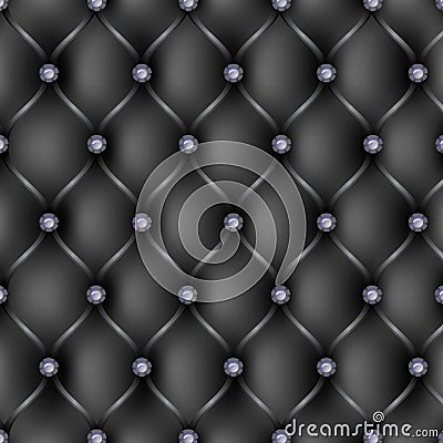 Black leather upholstery pattern background Vector Illustration