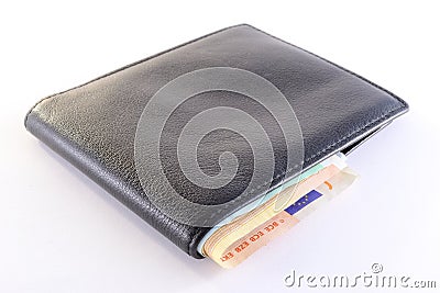 Black leather wallet Stock Photo