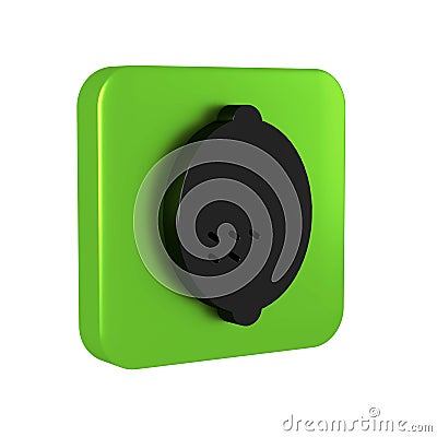 Black Lemon icon isolated on transparent background. Green square button. Stock Photo