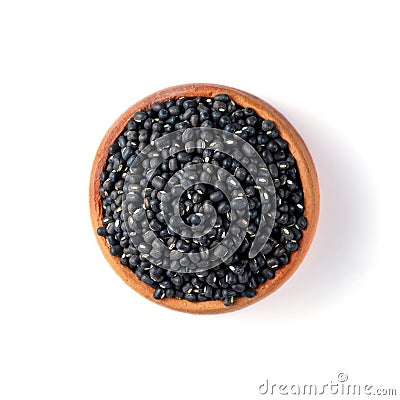 Black Lentils Maa de Daal, Black matpe beans, Black urad, urad whole. Lentils in Pottery Stock Photo