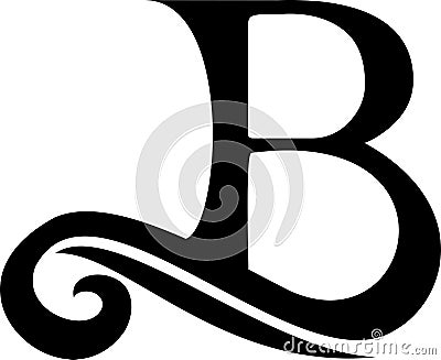 Black Letter B logo, vintage Vector Illustration