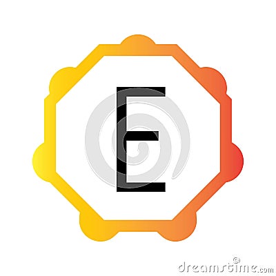 black letter E with octagon frame Stock Photo