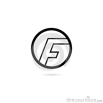 Black Letter F logo design simple initials f logo Stock Photo