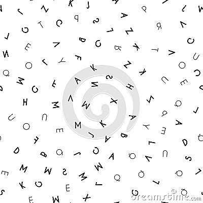 Black letter seamless pattern on white background Vector Illustration