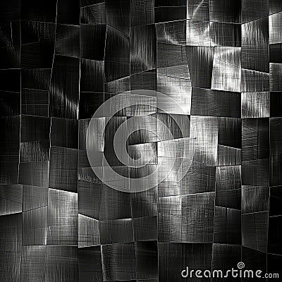 Black Light Mosaic-Like Background, Woven Mat, Crosshatched Shading, Texture Background Top View Stock Photo