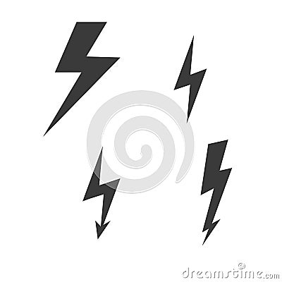 Black lightning bolt set Vector Illustration