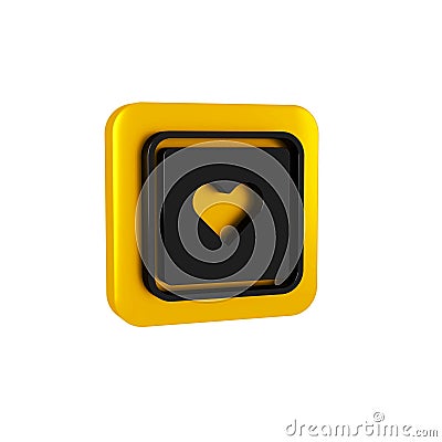 Black Like heart icon isolated on transparent background. Counter Notification Icon. Follower Insta. Yellow square Stock Photo