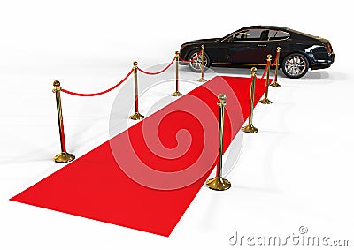 Black limousine arrival and red carpet Stock Photo