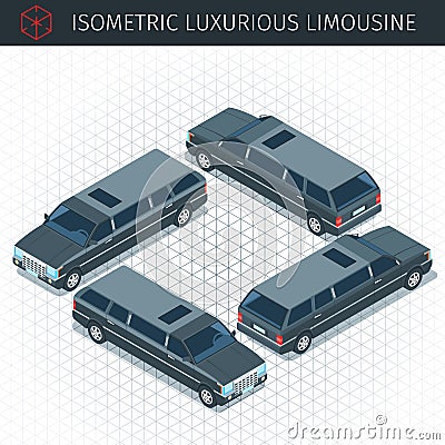 Black limousine car Vector Illustration