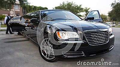 Black Limousine Stock Photo