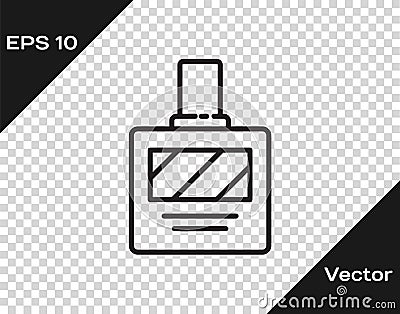 Black line Aftershave icon isolated on transparent background. Cologne spray icon. Male perfume bottle. Vector Vector Illustration