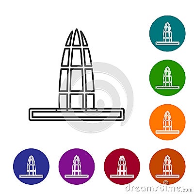 Black line Agbar tower icon isolated on white background. Barcelona, Spain. Set icons in color circle buttons. Vector Vector Illustration