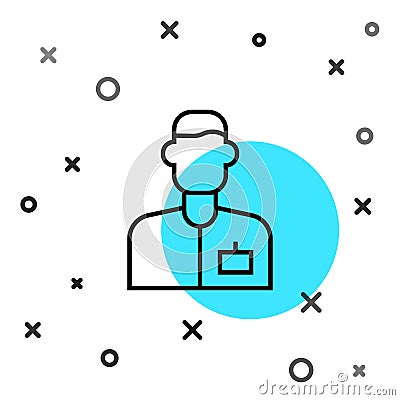 Black line Analyst engineer icon isolated on white background. Random dynamic shapes. Vector Vector Illustration