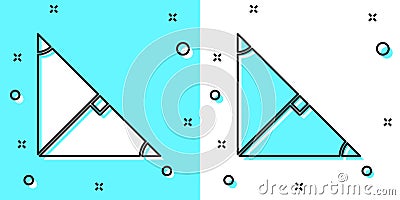 Black line Angle bisector of a triangle icon isolated on green and white background. Random dynamic shapes. Vector Vector Illustration