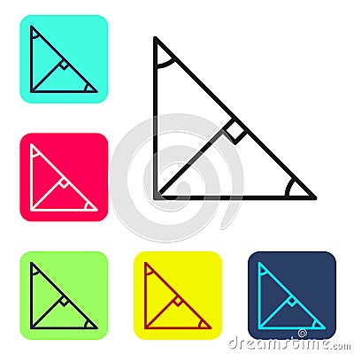 Black line Angle bisector of a triangle icon isolated on white background. Set icons in color square buttons. Vector Vector Illustration