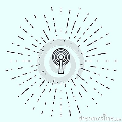 Black line Antenna icon isolated on grey background. Radio antenna wireless. Technology and network signal radio antenna Vector Illustration