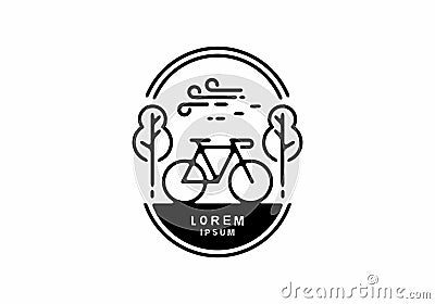 Black line art of bicycle badge Vector Illustration