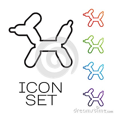 Black line Balloon dog icon isolated on white background. Set icons colorful. Vector Vector Illustration
