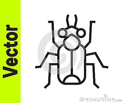 Black line Beetle bug icon isolated on white background. Vector Vector Illustration