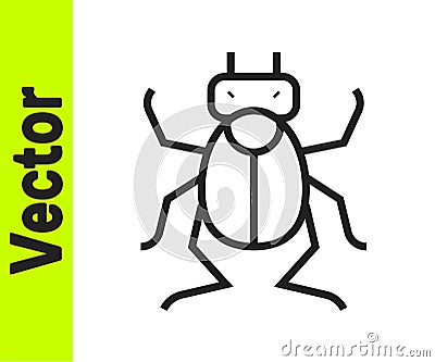 Black line Beetle bug icon isolated on white background. Vector Vector Illustration