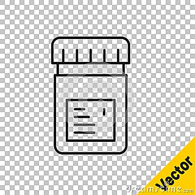 Black line Biologically active additives icon isolated on transparent background. Vector Stock Photo