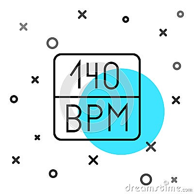 Black line Bitrate icon isolated on white background. Music speed. Sound quality. Random dynamic shapes. Vector Vector Illustration