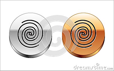Black line Black hole icon isolated on white background. Space hole. Collapsar. Silver-gold circle button. Vector Vector Illustration