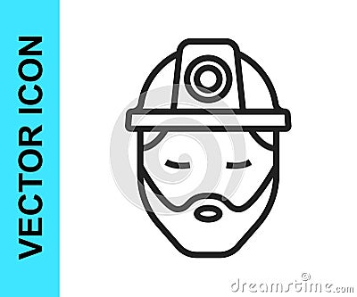 Black line Builder icon isolated on white background. Construction worker. Vector Stock Photo