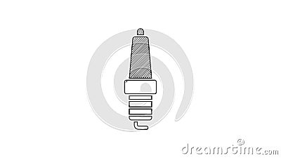 Black Line Car Spark Plug Icon Isolated on White Background. Car
